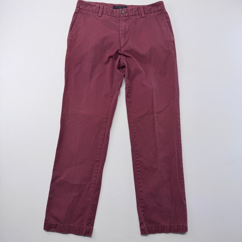 Banana Republic Emerson Burgundy Cotton Chino Pants Mens 33x32 Straight Leg